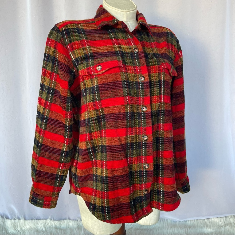 Carole Little Sport Shirt button down Plaid Flannel Top Sz 10.button down shirt.
